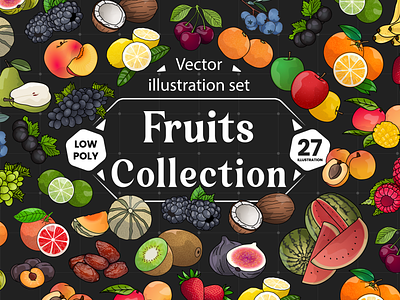 Fruits Collection adobe illustrator fruit green illustration semi realistic vegan vegetable
