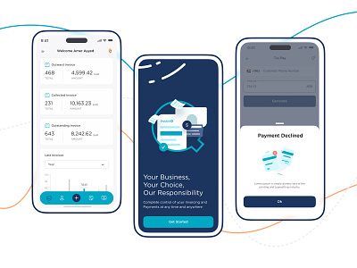 InvoiceQ Mobile App clean dashboard design finance app imhassanali invoice invoiceq iphone 14 minimal mobile app modern navigation notification notification drawer onboarding payment payment declined ui ux