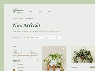Plant online store - Product Catalog catalog online store plants product ui web design
