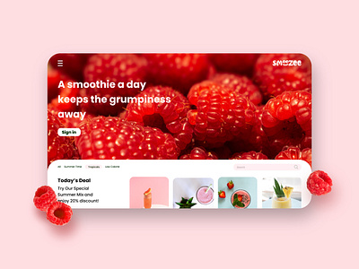 Smoozee - Smoothie landing page concept app d beverage cocktail colo color palette colorful design design idea dubai fruity iran landing page mobile design red smoothie ui ui ideas user interface ux web design