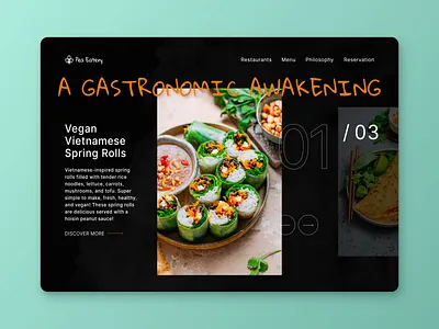 Pea Eatery - World of plant-based cuisine after effects animation banh mi black carousel dark figma food motion graphics restaurant ui user interface vegan vegan food vietnam food vietnamese