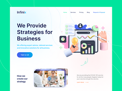 Business Strategies service UI UX 3d branding busienss clean flat illustration graphic design here section illustraion landing page modern design strategy trendy ui ui design ux