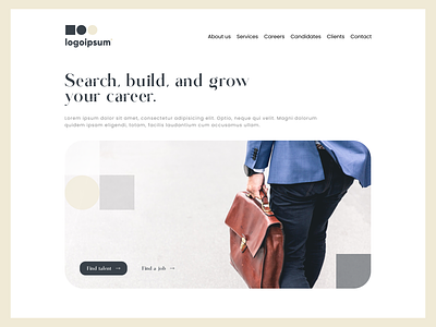 Minimalist Recruitment Website Design career careers design elementor hire hiring home page job board jobs landing recruitment web design wordpress