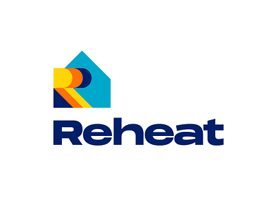 Reheat logo airflow bold comfort heavy house icon logo minimal r retro warm