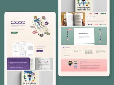 Designappsforkids.com V2 book button effect children drag and drop framer kids landing page long scroll scrolling single page stickers web design