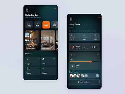 Smart home application appdesign design designs experience home icons smarthome ui ux uxdesign visualdesigns
