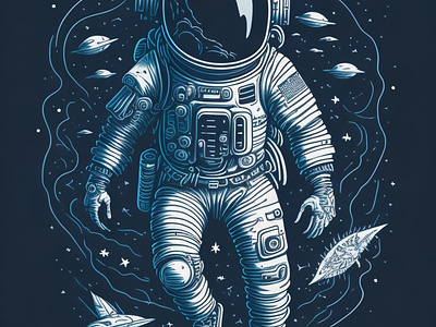 Sea of Planets Astronaut astronaut galaxy graphic design illustration nerds planets space space love underwater astronaut