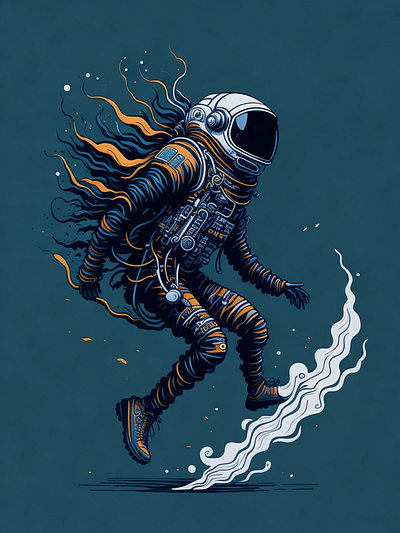 Drifting Astro art astronaut drifting galaxy graphic design illustration merch skates space