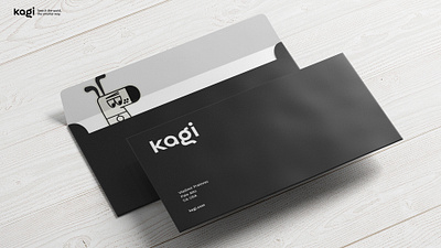 Kagi Branding - Envelope Black branding business design envelope identity illustration logo search engine stationery