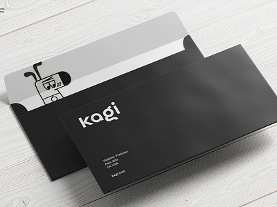 Kagi Branding - Envelope Black branding business design envelope identity illustration logo search engine stationery