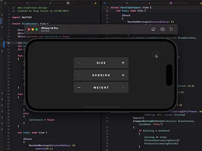 Typographic Steppers font size interaction design ios iphone kerning microinteractions settings stepper swift swiftui typography ui ui animation ux weight xcode