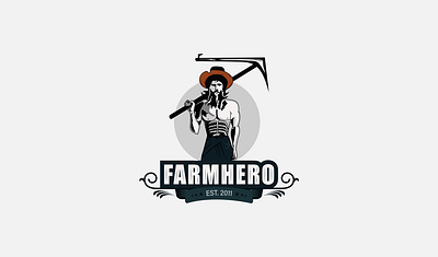 FARMHERO art logo branding character logo emblem logo design farm logo farmer logo farming brand logo illustration illustration logo logo mascot logo