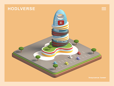 HODLVERSE - Insurance tower 3d animation app branding building city game graphic design illustration isometric landing page lowpoly metaverse motion graphics nft render unity web website