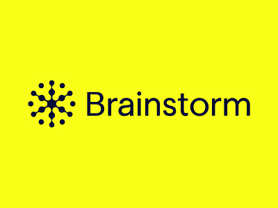 Brainstorm academic brain brainstorm branding design thinking flat identity logo logotype mind mindmap motion podcast research wordmark yellow