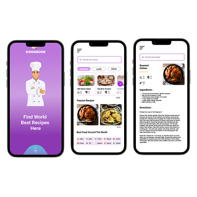 Cook Book Recipe APP app graphic design mobile recipe app ui ux
