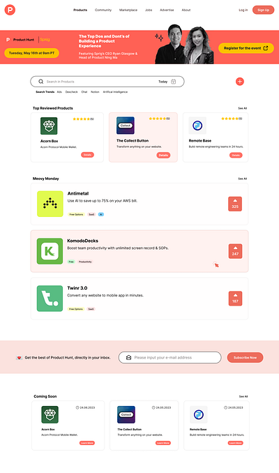 Product Hunt Redesign design producthunt redesign redesignchallenge ui ux