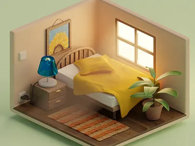 Sunny room 3d 3d art 3dart 3ddesign 3dillustration 3disometric blender blender 3d isometric