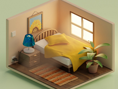 Sunny room 3d 3d art 3dart 3ddesign 3dillustration 3disometric blender blender 3d isometric