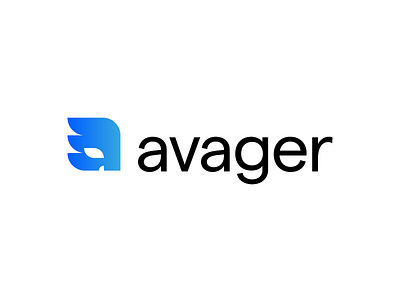 Avager logo a blue branding gradient hero logo mask minimal wing