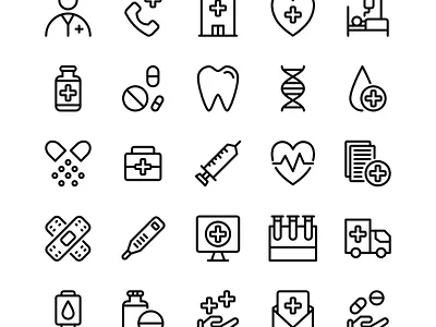 Hospital icon set design healthare hospital icon icon design icon set iconography icons illustration logo medical ui vector