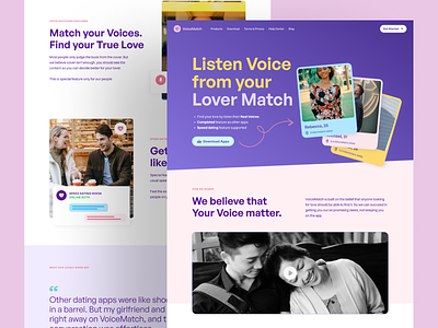 Voice Match dating app design illustration ui ux vector web design