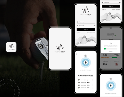 Vertex Golf 3d android app animation bluetooth branding design graphic design illustration ios app iot logo mobile app motion graphics motion tracking product design sensor ui uiux user interface vector
