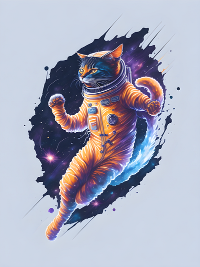 Cosmic Cat Inmate astronaut cat galaxy graphic design illustration inmate prisoner space