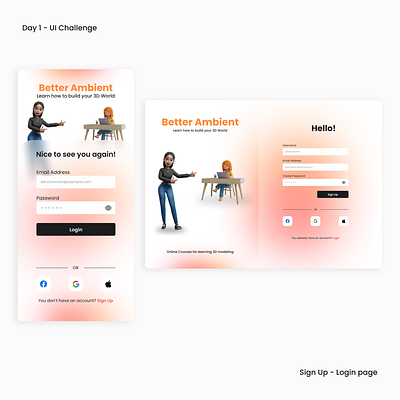 UI challenge - Sign up/Login pages design design figma graphic design inspiration ui ui design web design