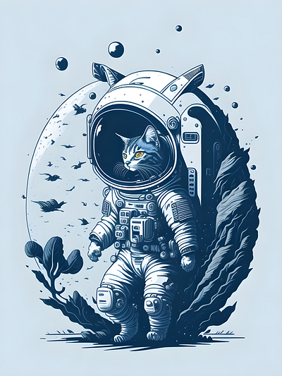 Cat in Space Suit astronaut castronaut cat creative galaxy graphic design illustration space