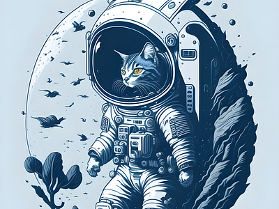 Cat in Space Suit astronaut castronaut cat creative galaxy graphic design illustration space