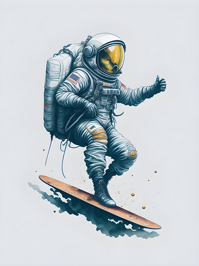 Astro-surfer astronaut galaxy graphic design illustration skateboarding skating space sports surfing