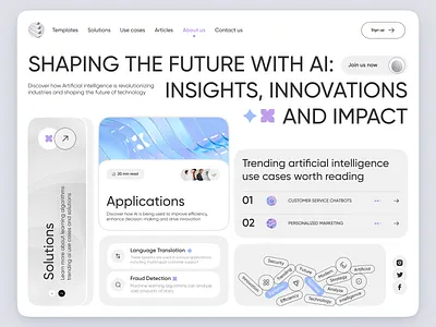AI Solutions - UI tech design 3d ai artificial intelligence best design blockchain chatbot clean computer vision dashboard home page innovative website design interface landing machine learning modern design product ui ux web web design web3