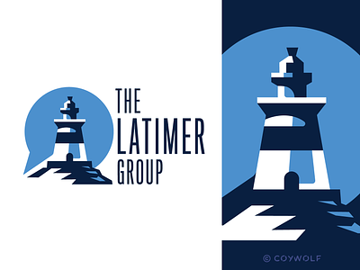 The Latimer Group Logo advertising branding coastal communication illustration lighthouse logo logos marketing new england speak speech speech bubble talk voice