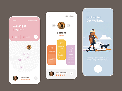 Dog Companion App app clean design flat illustration mobile ui ux