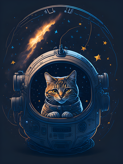 Galactic Cat Pod astronaut cat cat space po galaxy graphic design illustration meow space