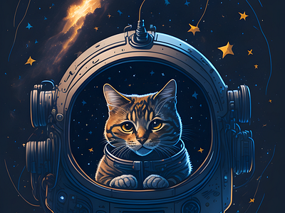 Galactic Cat Pod astronaut cat cat space po galaxy graphic design illustration meow space