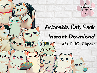 Adorable Cat Clipart Pack cat clipart clipart design graphic design