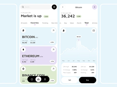 Crypto service - Mobile app app bitcoin branding crypto dashboard design grafic illustration markers market menu mobile nft platform statistic ui web3