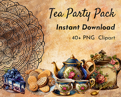 Tea Party Clipart Pack clipart design graphic design illustration teaparty vector