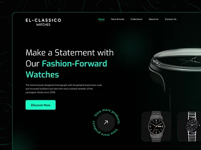 Watches E - Commerce Landing Page Design branding dark theme e commerce website design graphic design online shopping websapp responsive website ui ux watch website watch website design idea web application development webapp design website business website design website development