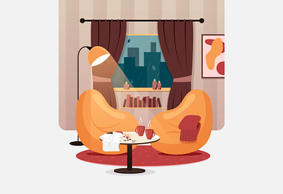 Illustration of a cozy room cozy room graphic design illustration vector