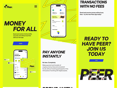 Peer.Money: Mobile Web Design branding clean design embacy figma graphic design illustration logo minimal mob mobile ui uiux user interface vector web design webflow