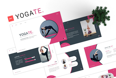 Yogate Yoga Presentation Template animation business company corporate creative design fitness graphic design gym healh healthy meditation presentation sport swot ui yoga