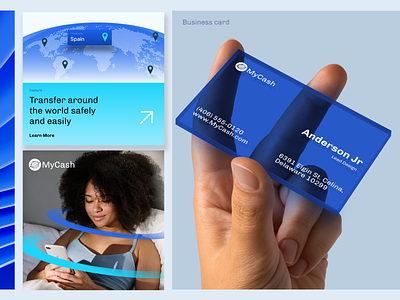 MyCash-Visual Identity abstract banking billboard blue branding businescard card design exploration finace glass graphic design header identity logo transaction trust typography ui