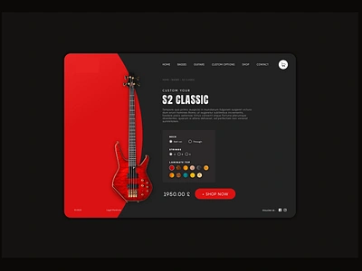 Custom Bass Guitar app configurator custom dailyui design flat guitar music red ui webdesign