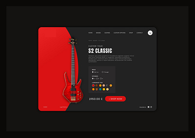 Custom Bass Guitar app configurator custom dailyui design flat guitar music red ui webdesign
