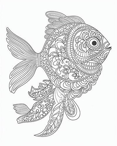 Flower Cute Fish Coloring Pages for Adult amazon kindle