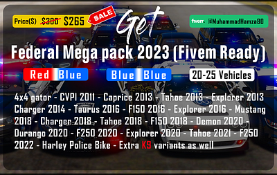 SALE! Federal Mega pack 2023 (Fivem ready pack) design fivem fivem ready pack gaming graphic design gta gtaroleplay gtarp