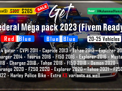 SALE! Federal Mega pack 2023 (Fivem ready pack) design fivem fivem ready pack gaming graphic design gta gtaroleplay gtarp