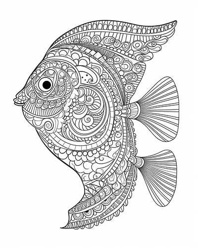 Flower Cute Fish Coloring Pages for Adult amazon kindle